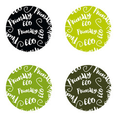 Set of ECO friendly green Set of green labels and badges with leaves for eco friendly products