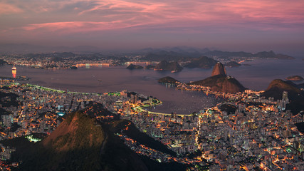 Sunset on Rio de Janeiro from the Corcovado