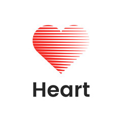 Heart vector flat logo design template with lines