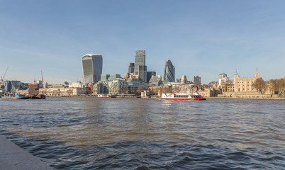 Fototapeta premium London Skyline of the Tower of London and the City of London taken from the South side of the River Thames.