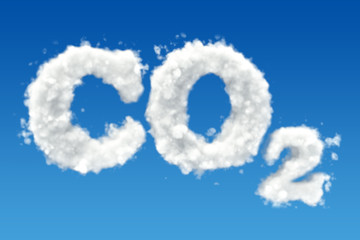 CO2 inscription from clouds in the sky. 3D rendering