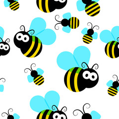 Bee seamless pattern.Honey flying bee