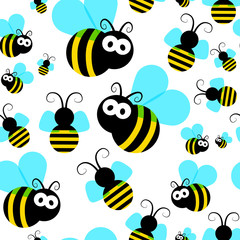 Obraz premium Bee seamless pattern.Honey flying bee