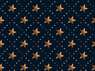 Luxury gold star concept seamless pattern. Christmas festive textile vector illustration. Repeatable motif for  wrapping paper, fabric, background..
