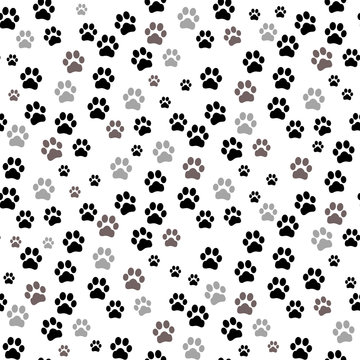 Paw print seamless. Traces of Cat Textile Pattern. Vector seamless © Elnur
