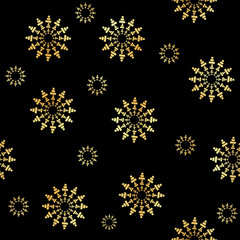 Gold Circular element made of squares seamless pattern. Gold Squares seamless rotating. Abstract monochrome design element seamless