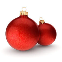 3D rendering red Christmas balls