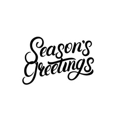 Seasons Greetings hand written lettering design. Modern brush calligarphy for Christmas card.