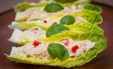 Romaine Lettuce Leaf Tuna Salad Wraps