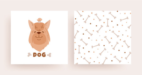A set of pattern cards with a dog for the shop - 178747714