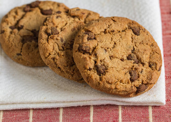 Chocolate chip cookies, close up