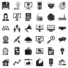 Helpdesk icons set, simple style