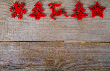 Christmas decorations on the wood