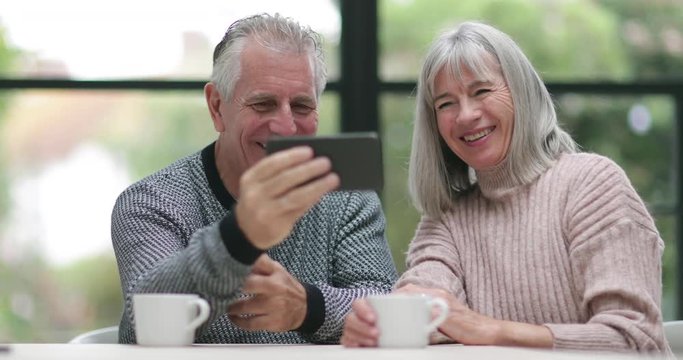 Senior couple on a videocall