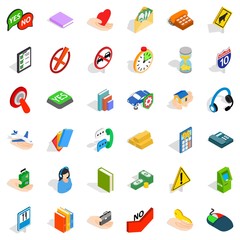 Support icons set, isometric style