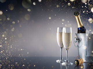 Celebration With Champagne - Pair Of Flutes And Bottle In Ice Bucket   © Romolo Tavani