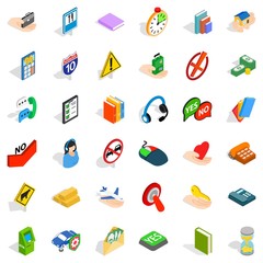 Helpdesk icons set, isometric style