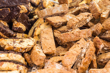 Traditional Italian biscotti cookies with chocolate