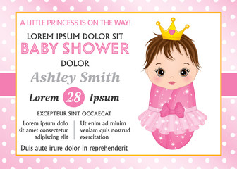 Vector Card Template for Baby Shower. Vector Baby Girl