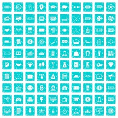 100 sweepstakes icons set grunge blue