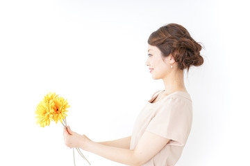 woman having flowers