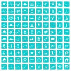 100 target icons set grunge blue