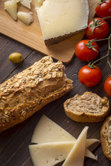 Tapas with cheese and bread