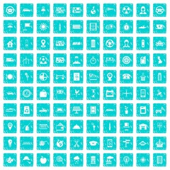100 taxi icons set grunge blue