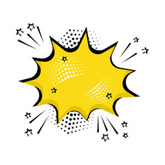 Yellow comic bubble for your text. Comic sound effects in pop art style. Sound bubble speech with word and comic cartoon expression sounds illustration. Vector illustration.