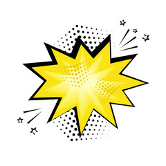 Yellow comic bubble for your text. Comic sound effects in pop art style. Sound bubble speech with word and comic cartoon expression sounds illustration. Vector illustration.
