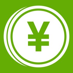 Obraz premium Coin yen icon green