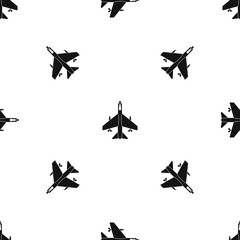 Armed fighter jet pattern seamless black