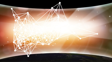 Scientific background with points and connecting lines