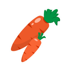Colored carrot with leaves. Vector illustration