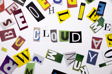 A word writing text showing concept of CLOUD COMPUTING made of different magazine newspaper letter for Business case on the white background with copy space