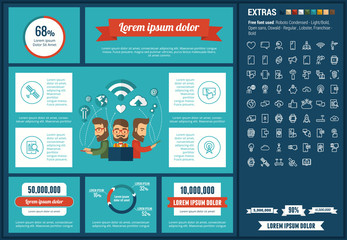 Mobility infographic template and elements. The template includes illustrations of hipster men and huge awesome set of thin line icons. Modern minimalistic flat vector design.