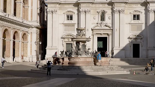 The place and the Cathedral of Loreto in Loreto, Marche, Italy