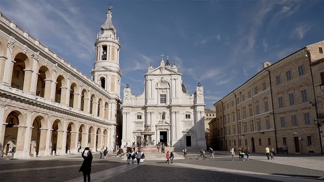 The place and the Cathedral of Loreto in Loreto, Marche, Italy