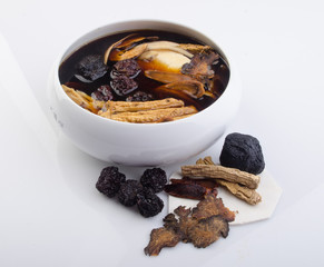 Chinese traditional herbs or medicine. the chinese words is not a logo or trademark.