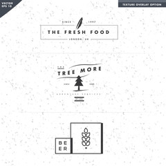 set of vintage square folk logo design, camp and beer craft