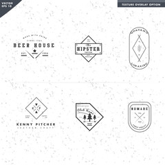 set of vintage square folk logo design, camp, or beer