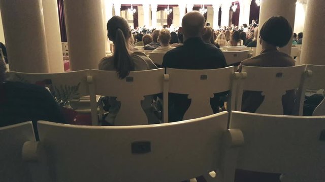 Rear view of the audience at a concert of classical music
