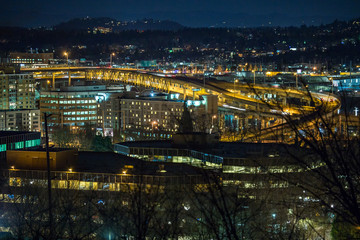 Hawthorne Bridge at Night and lights