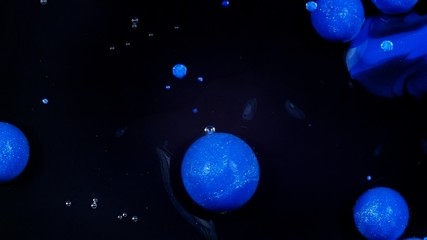 Bright Vibrant Swirling Colors - blue and black spheres orbs balls