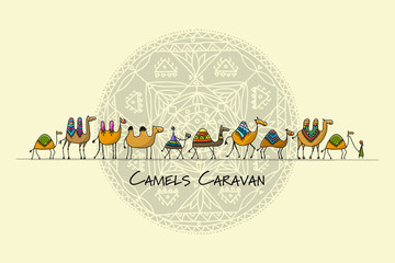 Camels caravan, sketch for your design