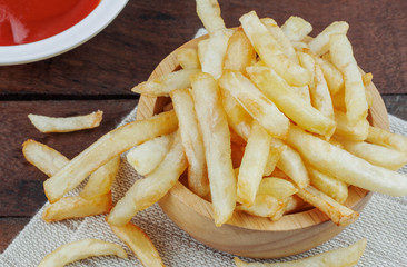 French fries on table.