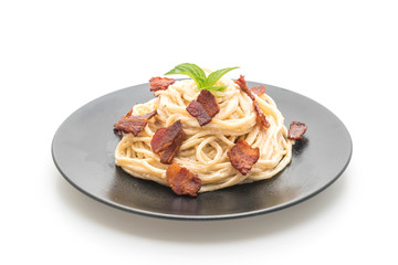 spaghetti cream cheese with bacon