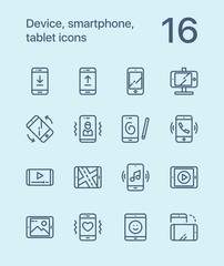 Outline Device, smartphone, tablet icons for web and mobile design pack 1