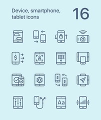 Outline Device, smartphone, tablet icons for web and mobile design pack 2