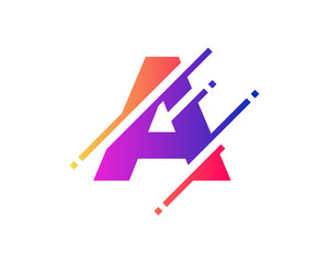 Digital Letter A Pixel Icon Logo Design Element